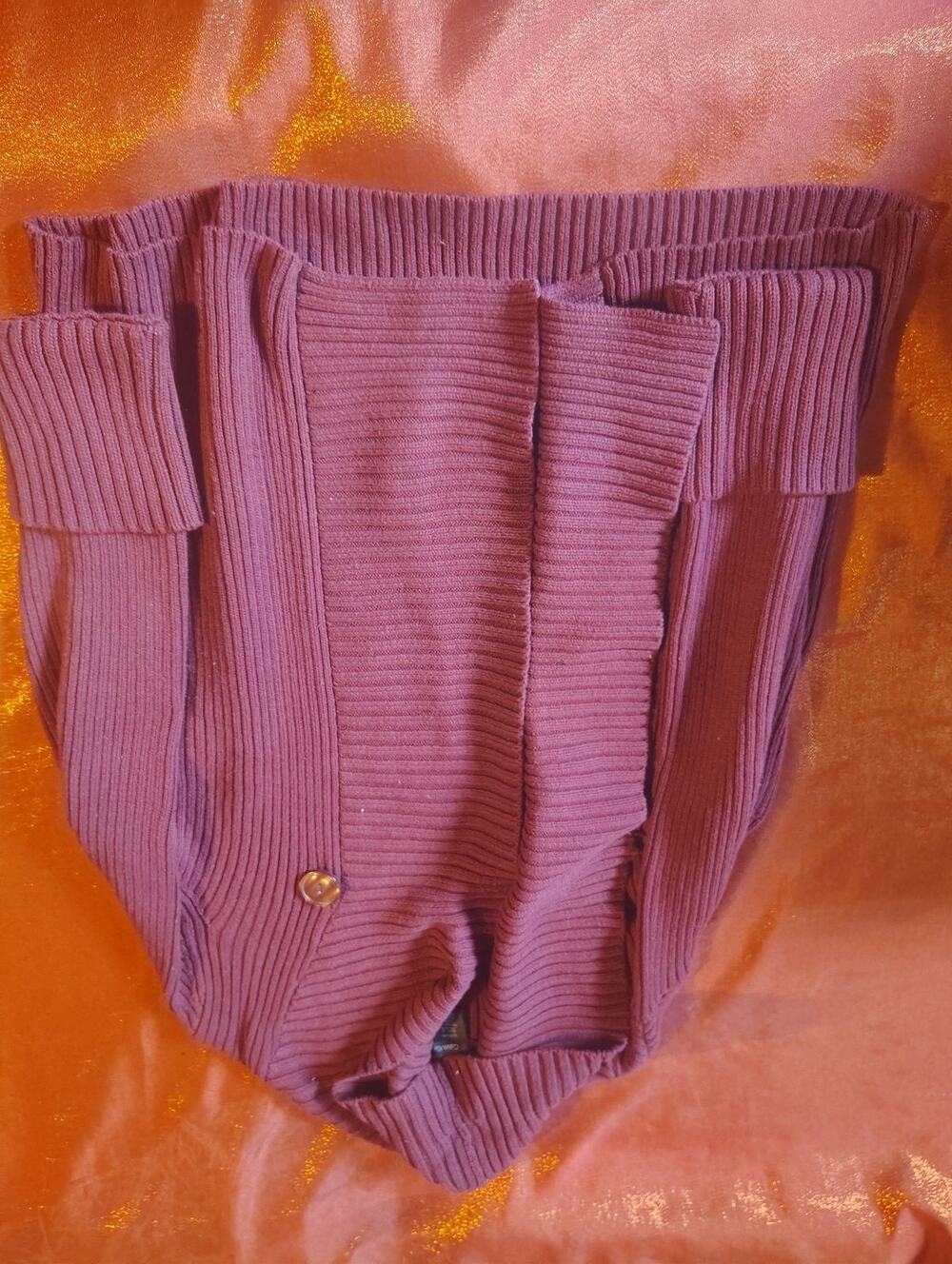 Calvin Klein Jeans Sweater Womens XL Ribbed Knit Button Purple Long Sleeve